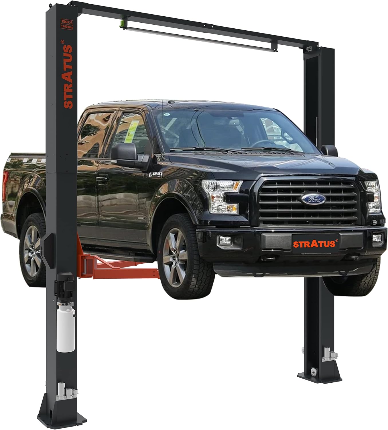 Stratus Overhead Clear Floor Direct Drive 14,000 LBS Lifting Capacity Single Point Manual Safety Lock Release 2 Post Car Lift SAE-C14X
