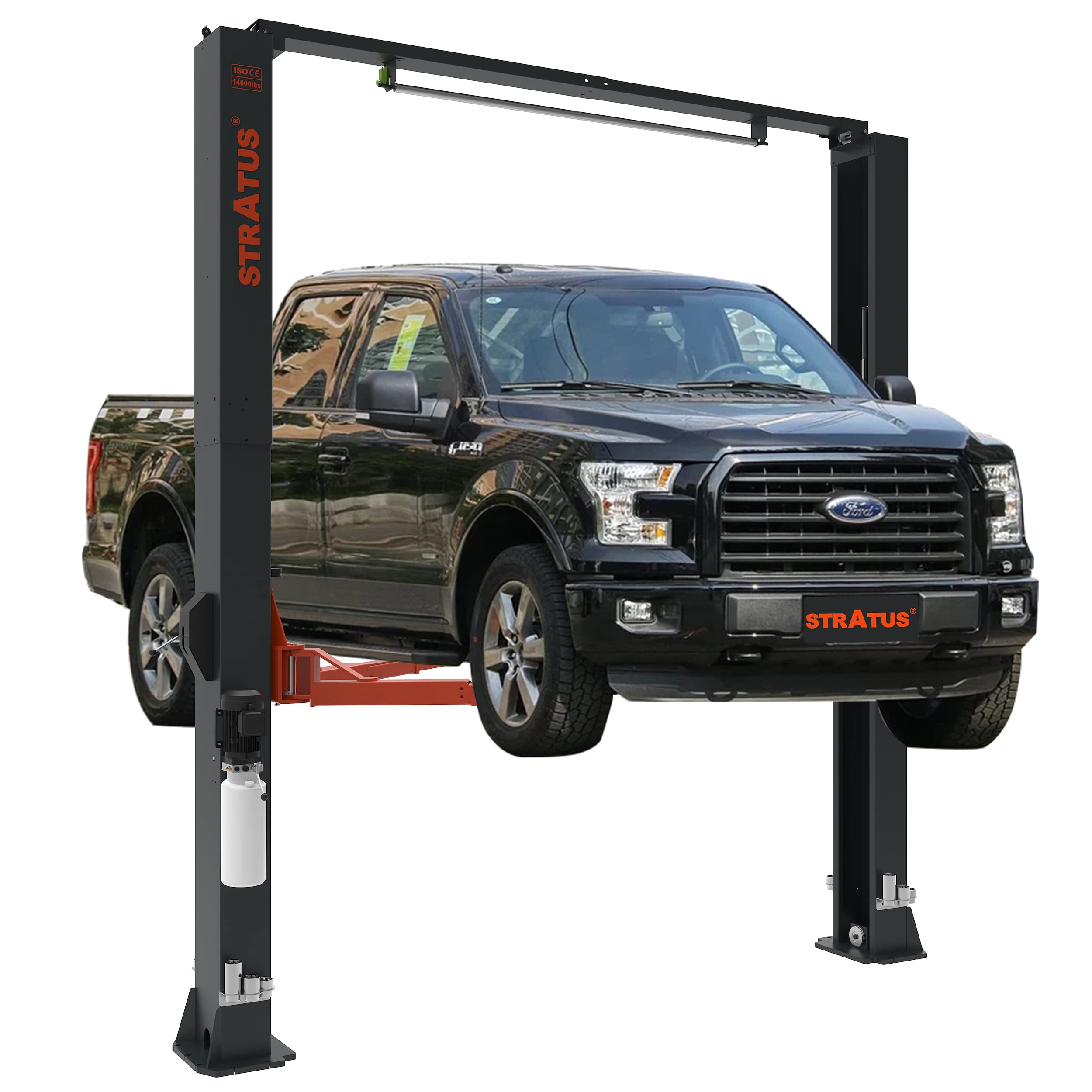 Stratus Overhead Clear Floor Direct Drive 14,000 LBS Lifting Capacity Single Point Manual Safety Lock Release 2 Post Car Lift SAE-C14X