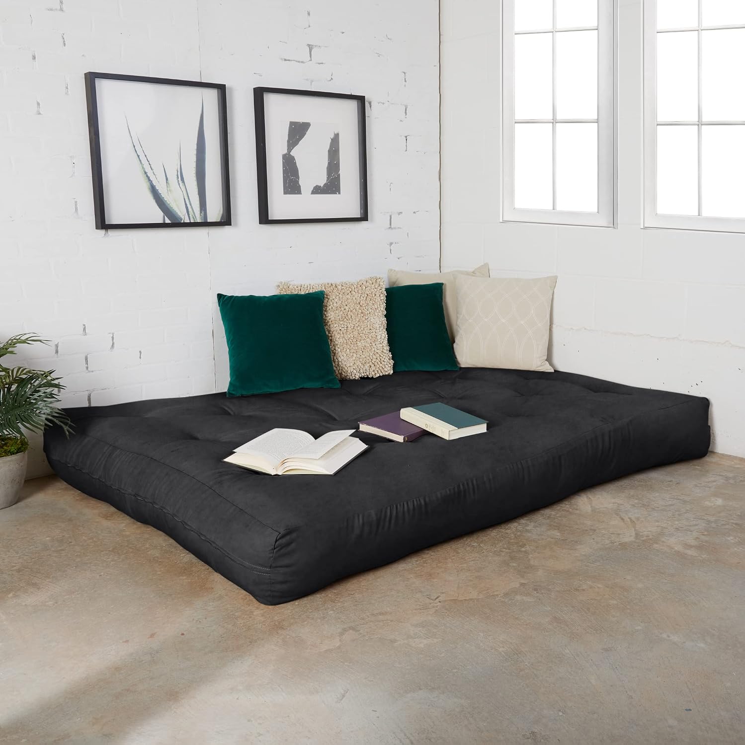TRUPEDIC Standard Futon Mattress, Full, Suede Black