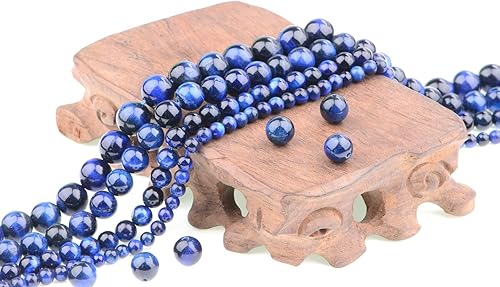 Miniatura 3 de Bymitel 90 cuentas redondas sueltas de piedra espaciadoras para hacer joyas de 15.5 pulgadas por hebra de 0.157 in (ojo de tigre zafiro, 0.157 in)