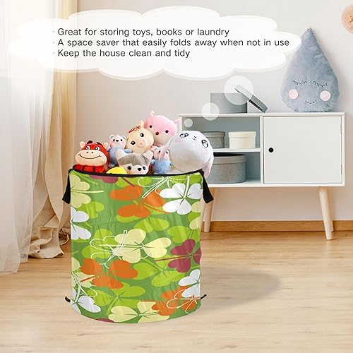 Miniatura 6 de Cesto mini bolsas de almacenamiento plegables con cremallera para hoja trébol colorido trébol del día de San Patricio verde de la suerte,