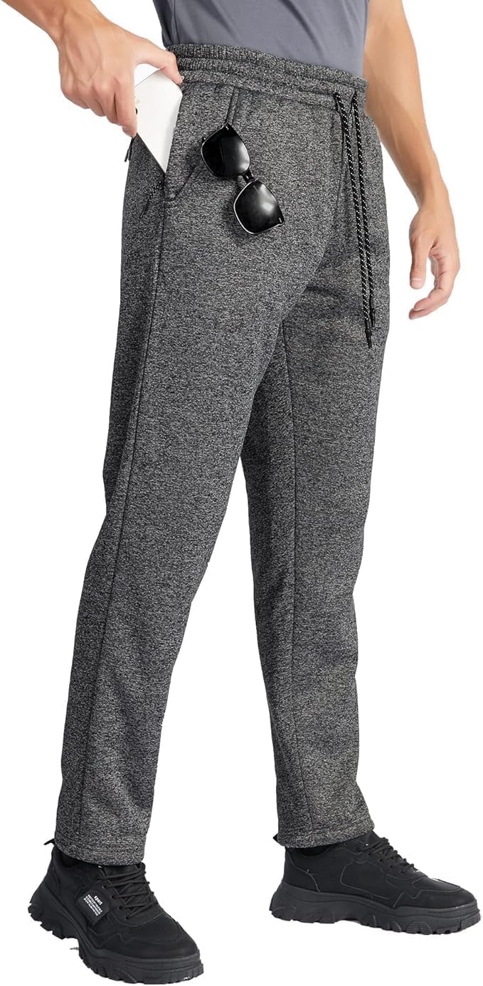 SECOOD Men's Fleece Winter Pants Sherpa Lined Active Warm Sweatpants Drawstring Elastic with Pockets - Image 2