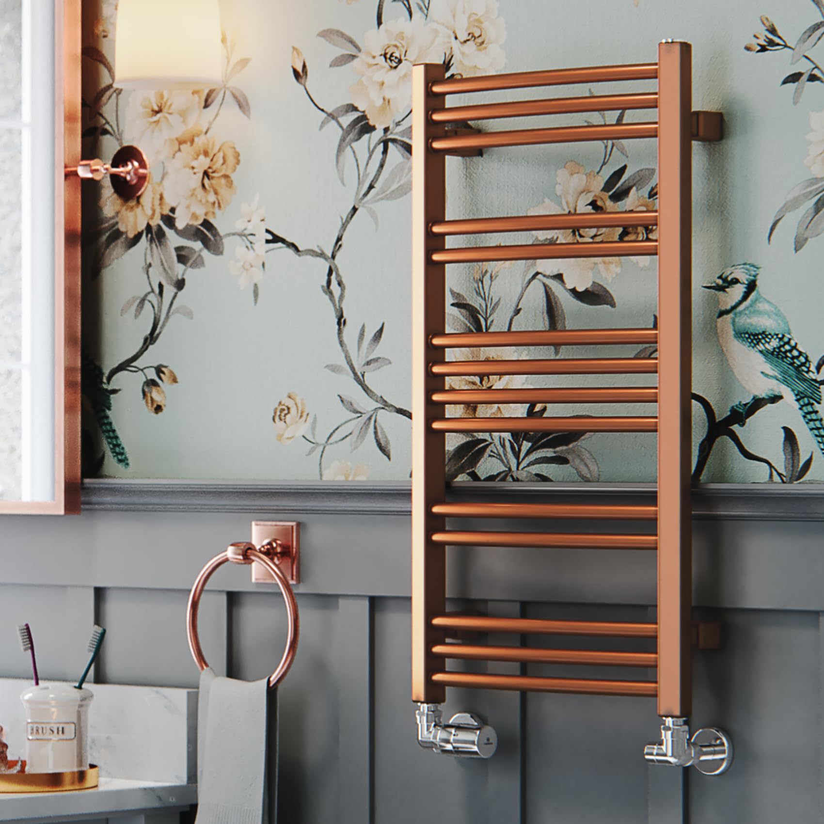 Terma Heated Towel Rail, Jade 753/400, True Copper