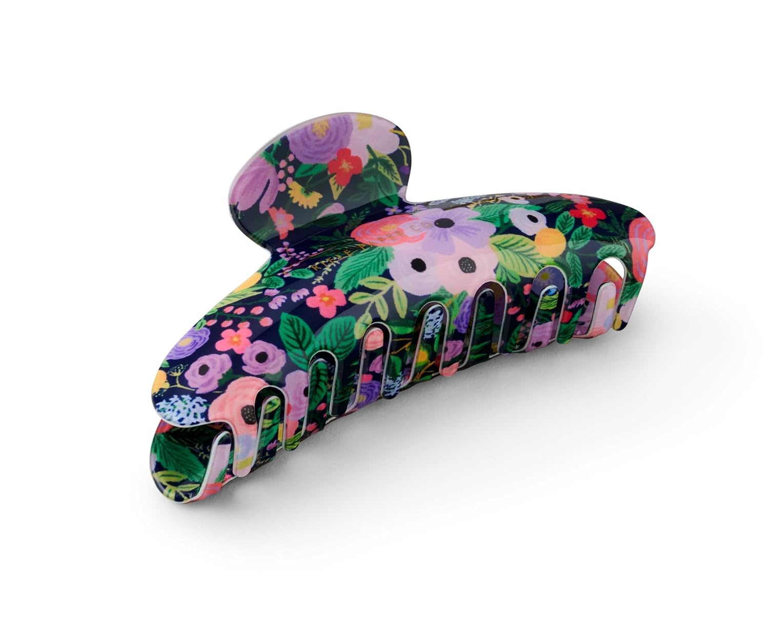 RIFLE PAPER CO. Large Claw Clip Set |Styling Hair Accessory for Women, Cute Fashion Set for Girls | Flat Clamp for Locks (Bright Floral Pattern), Garden Party (Pack of 2)