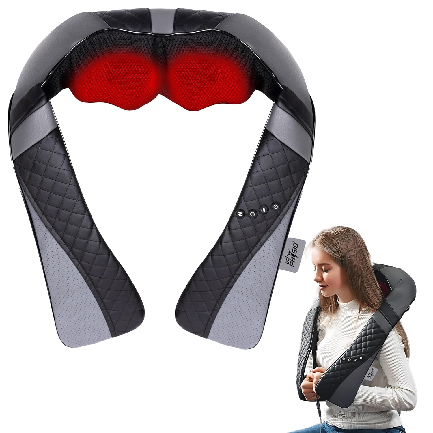 71TYleHXj5L SL1500 Dr Physio USA 1047 Shiatsu Electric Neck and Back Massager Machine with Infrared Kneading Nodes for Cervical Neck, Shoulder, Back & Body Muscle Pain Relief