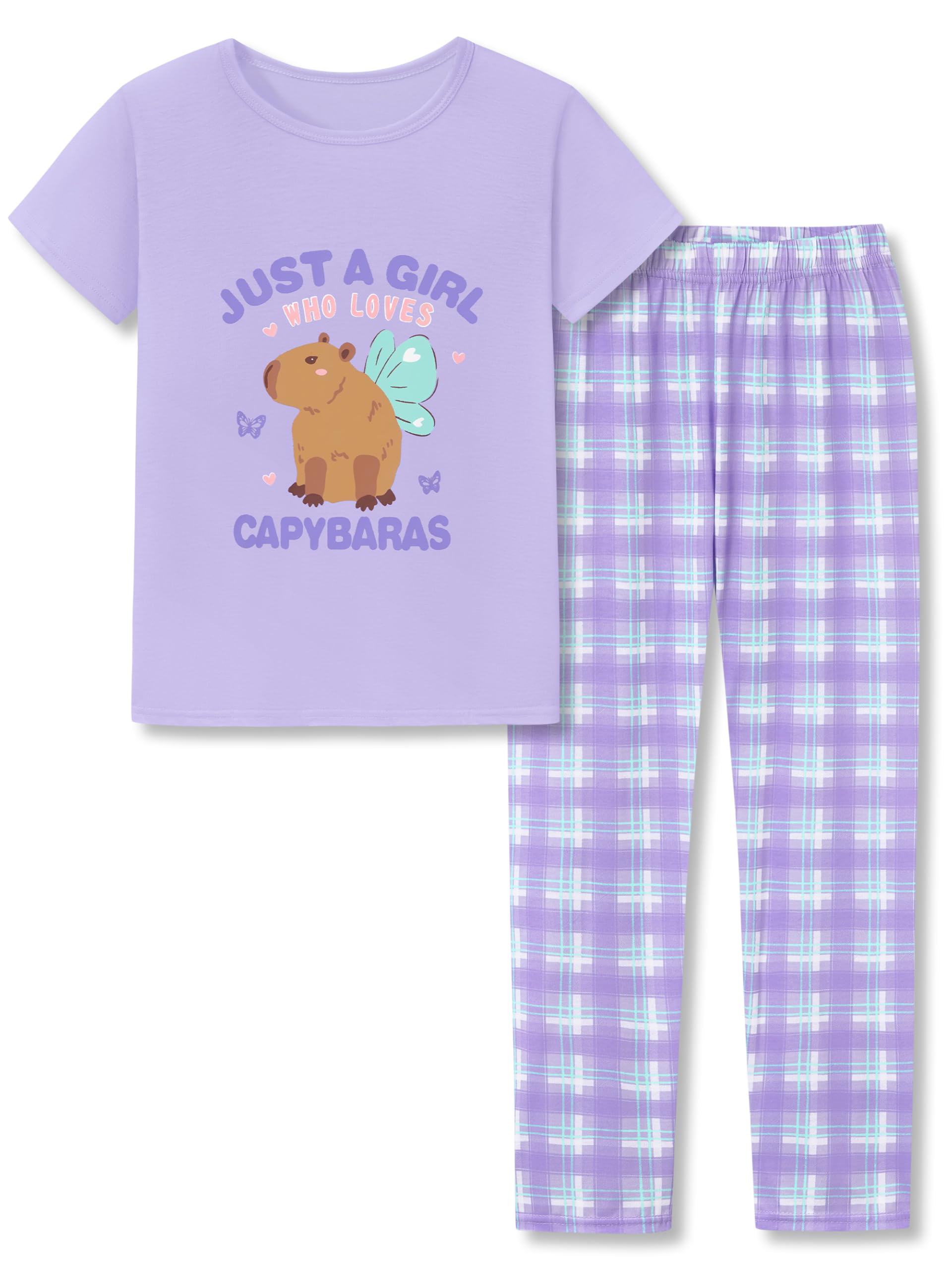 Beezizac Girls Pajamas Cute Print Short/Long Sleeve Pants Set Size 6-18