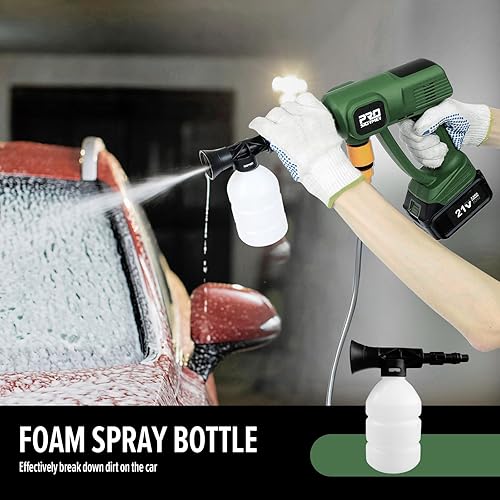 Miniatura 4 de Prostormer Lavadora a presión inalámbrica de 1500 PSI, pistola de agua portátil de mano con 2 baterías de 3.0 Ah y cargador, boquilla 6 en 1 para