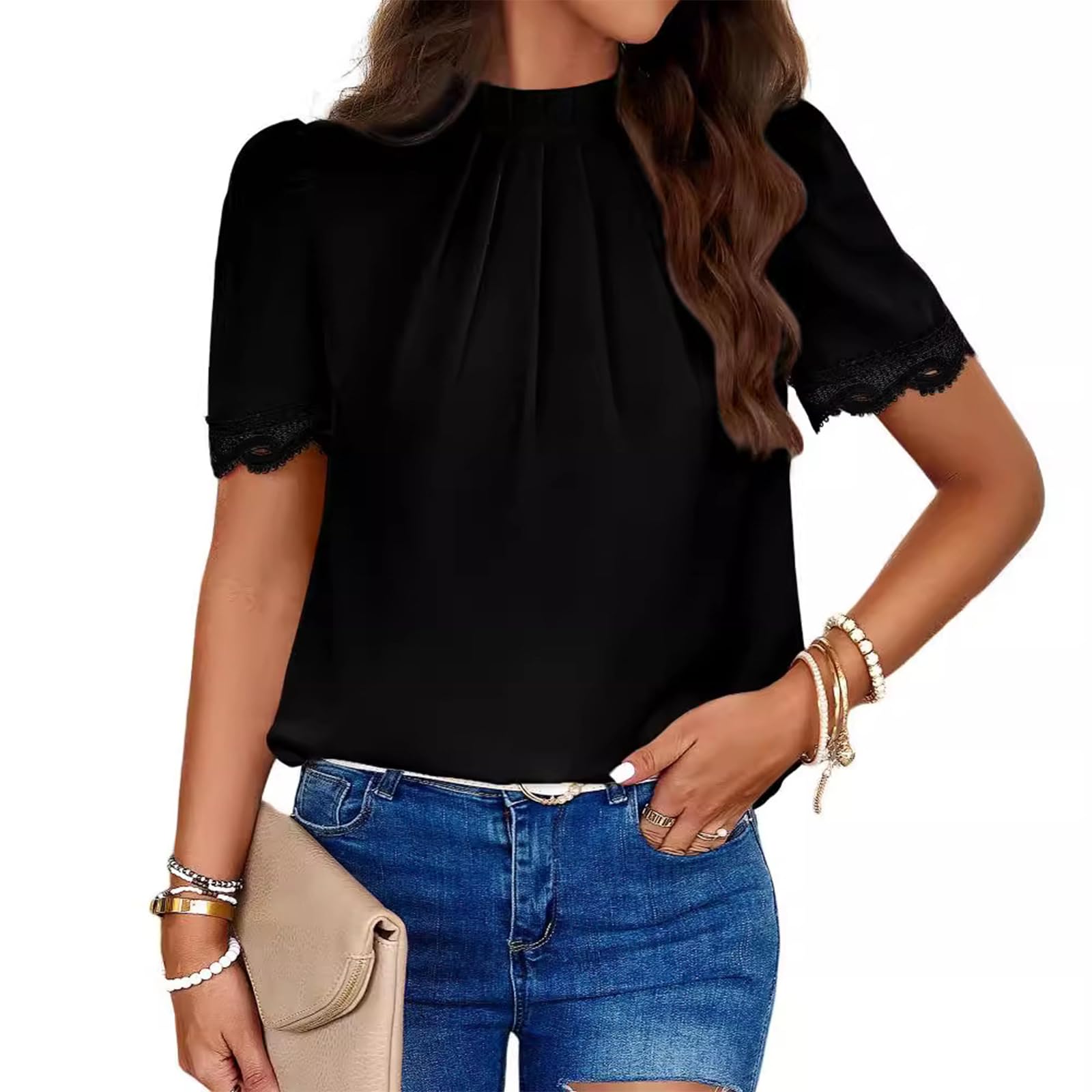 Aucckiz AUCCKIZ Oversize T-Shirt Women's Vintage Short Sleeve Crew Neck Los Angeles Tops Casual Loose Basic Summer tee Shirts