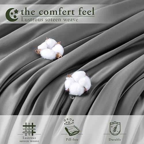 Miniatura 9 de LBRO2M Juego de sábanas de 1000 hilos tamaño Queen de 1000 hilos, sábanas de 4 piezas, bolsillo profundo de 16 pulgadas, ropa de cama súper suave,