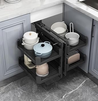 Blind Corner Cabinet Pull-Out Organiser, Pull Out Storage Rack Shelf,Large capacity corner storage racks,Extendable Cupboard Organiser Shelf for Home Kitchen 800