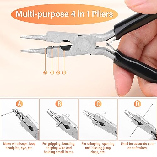 Miniatura 54 de Modacraft - 3 rollos de alambre plateado de calibre 20/24 con alicates de joyería 4 en 1, resistente al deslustre, calibre 20, alambre de joyería