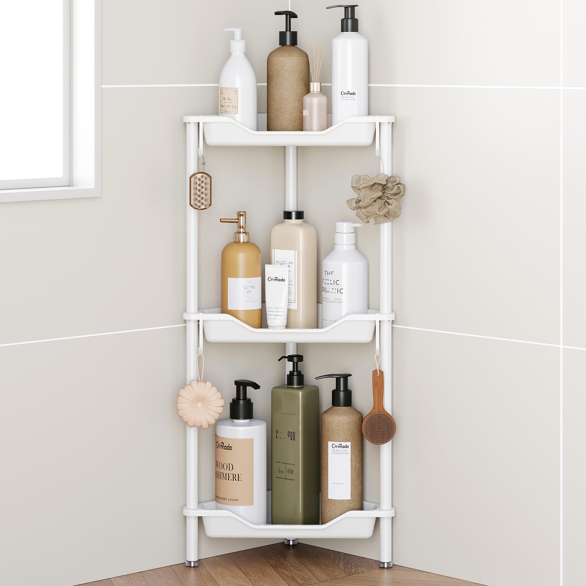 Orimade Estantería para ducha, color blanco, 3 unidades