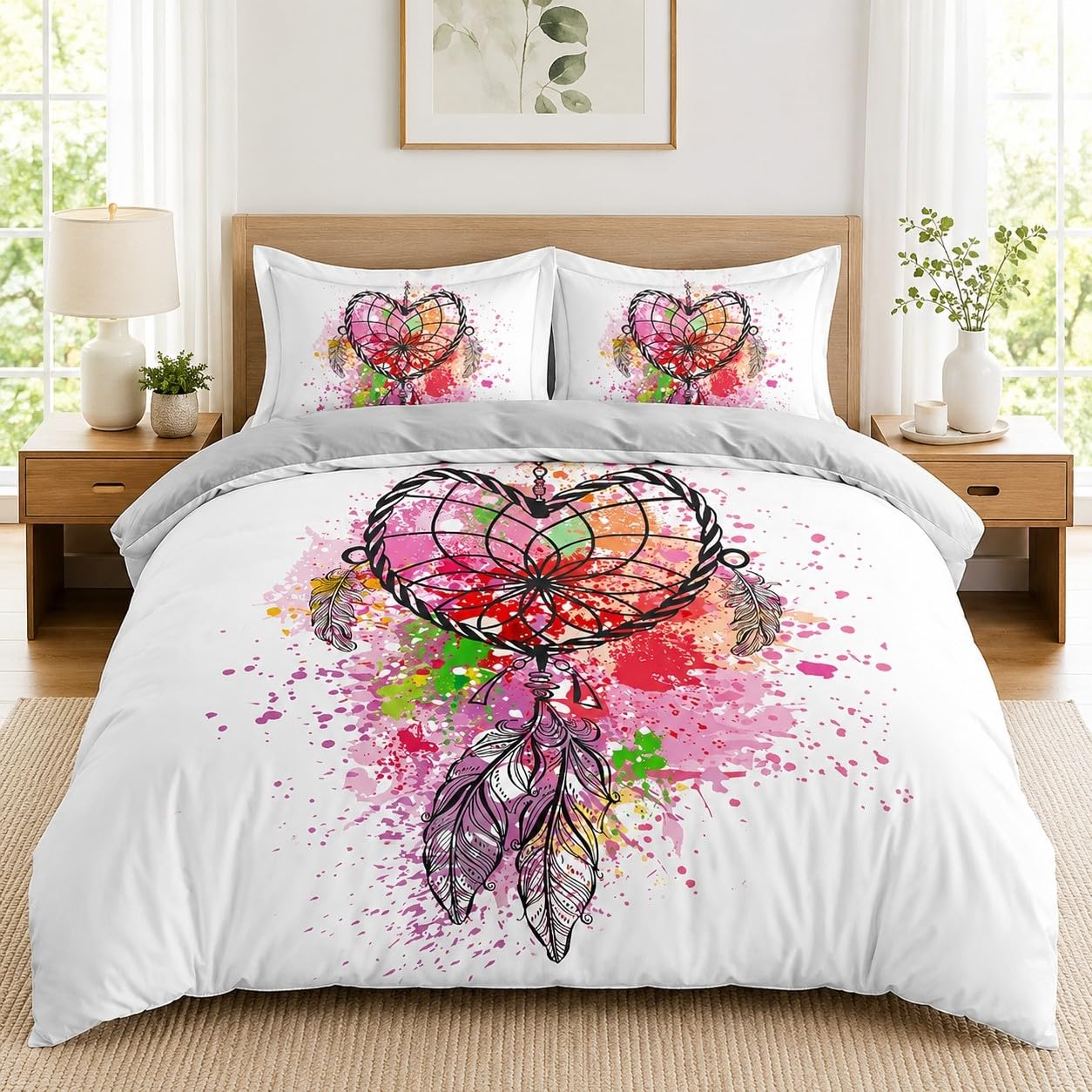 TMMDH Heart-shaped Dreamcatcher Super King Duvets Set for Dorm