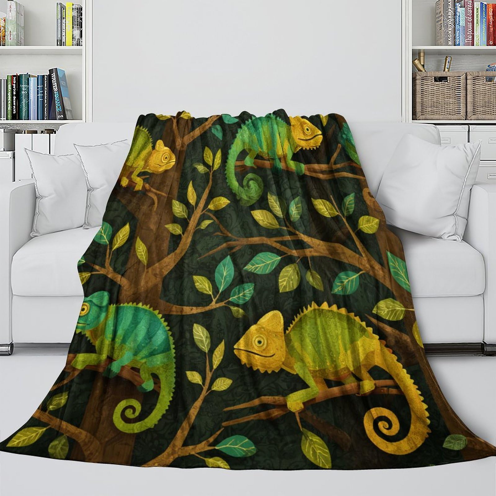 Camaleonte in stile cartone animato Manta Estampada 3D Colcha De Diseño Ropa De Cama De Microfibra Suave Y Cálida Sofá Ropa De Cama 80x90inch(200x230cm)