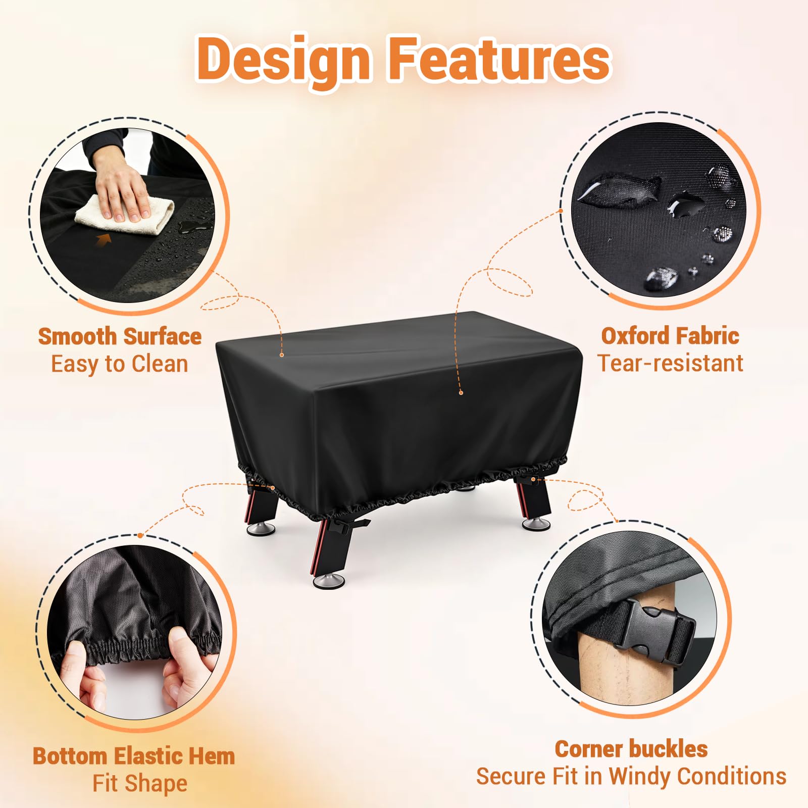 Onlyme – Housse de table de babyfoot imperméable pour adultes, résistante à la poussière, rectangulaire, noire, 145 x 115 x 72 cm