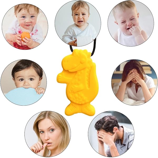 Chew Necklaces Sensory Kids - Silicone Teething Jewelry | 60g Motor Aid Pendant, ADHD Sensory Chewing Necklace Set, Durable Safe Bite Resistant Necklace Toy with Dinosaur Shape Design - 3