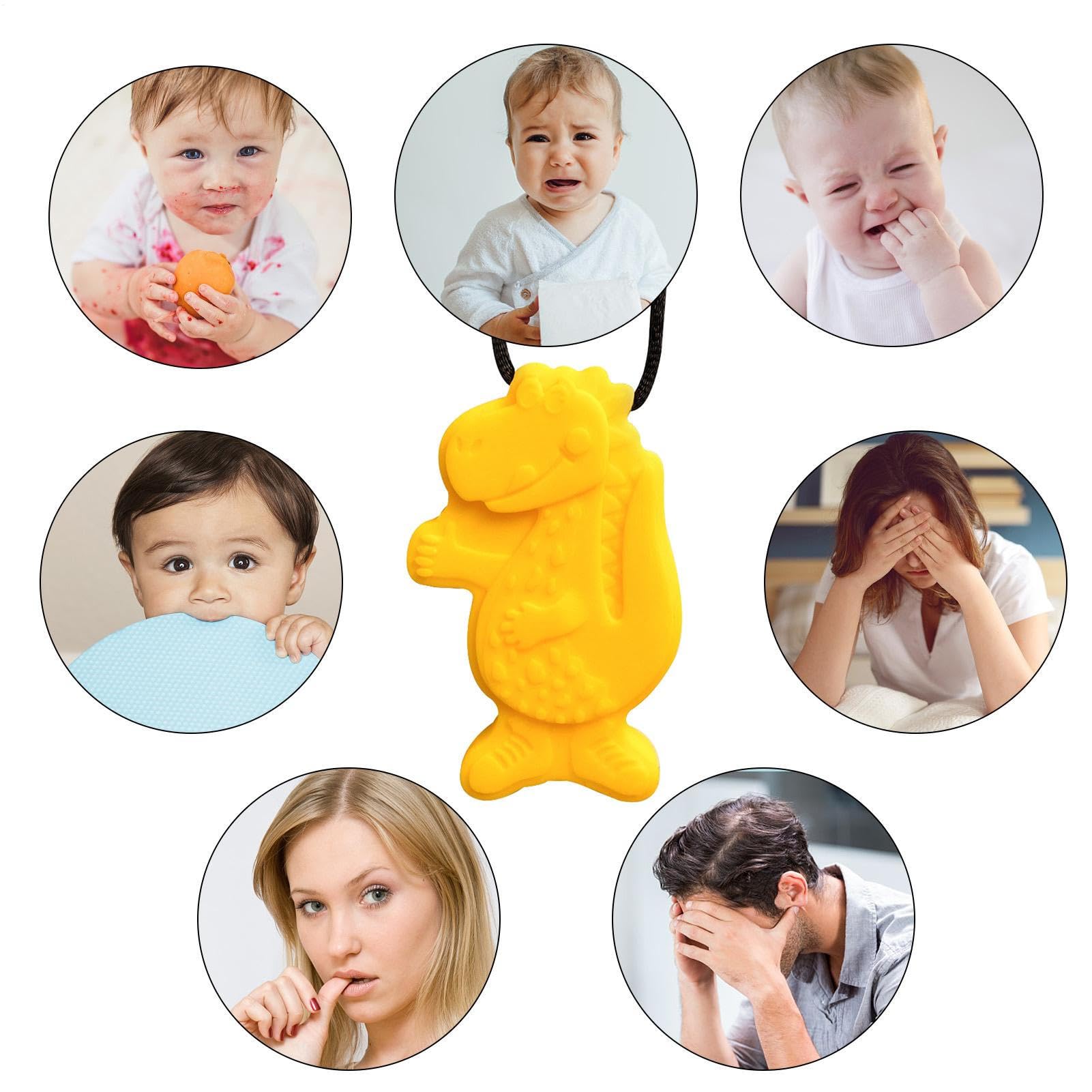 Chew Necklaces Sensory Kids - Silicone Teething Jewelry | 60g Motor Aid Pendant, ADHD Sensory Chewing Necklace Set, Durable Safe Bite Resistant Necklace Toy with Dinosaur Shape Design — view 3
