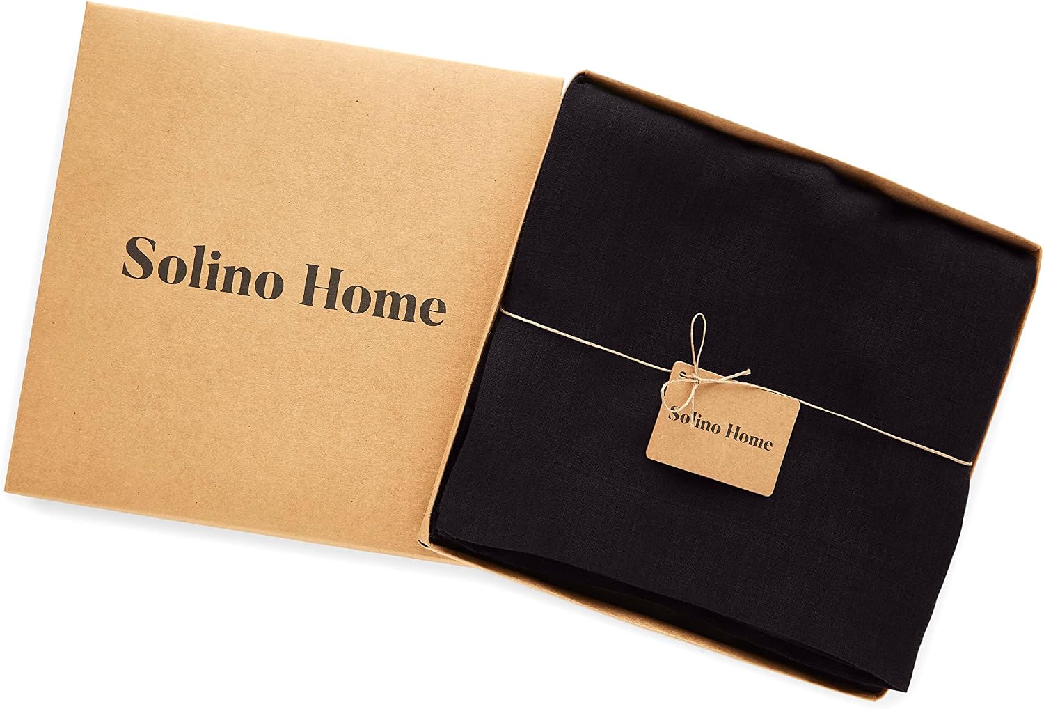 Solino Home Black Linen Tablecloth 70 x 144 Inch - 100% Pure Linen Table Cloth for Rectangle Tables - Sonoma, Machine Washable Tablecloth for Spring, Summer