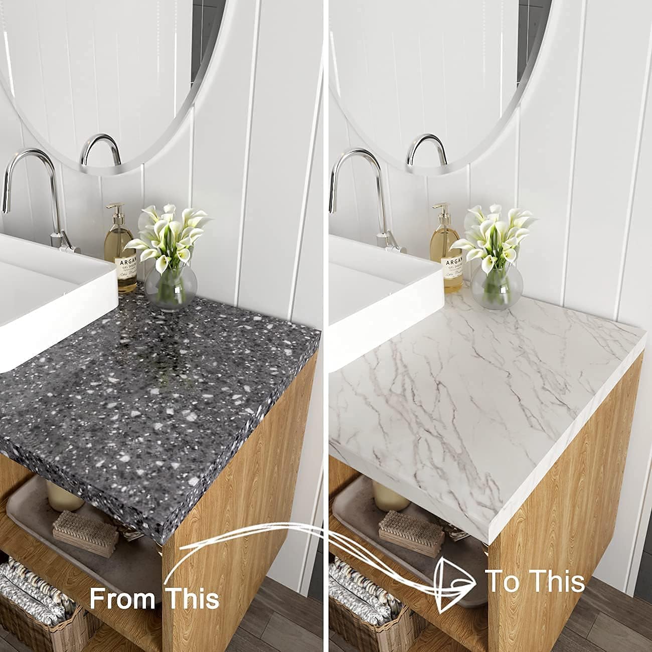 Decotalk Marble Contact Paper Peel and Stick Countertops Contact Paper White Marble Wallpaper for Countertops Waterproof Matte Marble Counter Top Cover Removable Vinyl Wallpaper for Kitchen 12"x120"