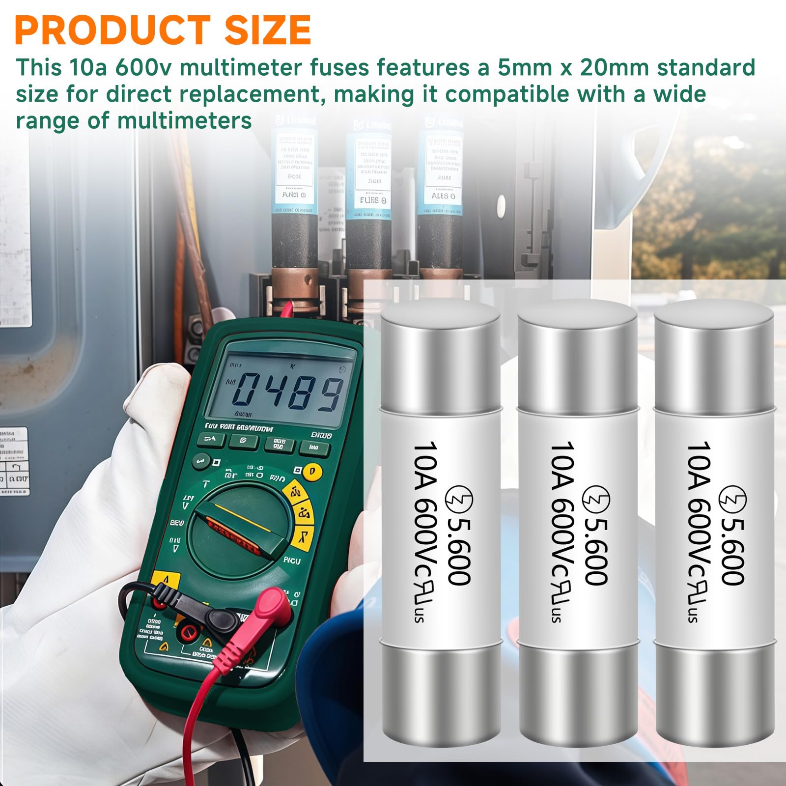 Multimeter-Sicherung, HV510, 10 A, 600 V AC, 5 x 20 mm, 10 A, 600 V, 5 Stück