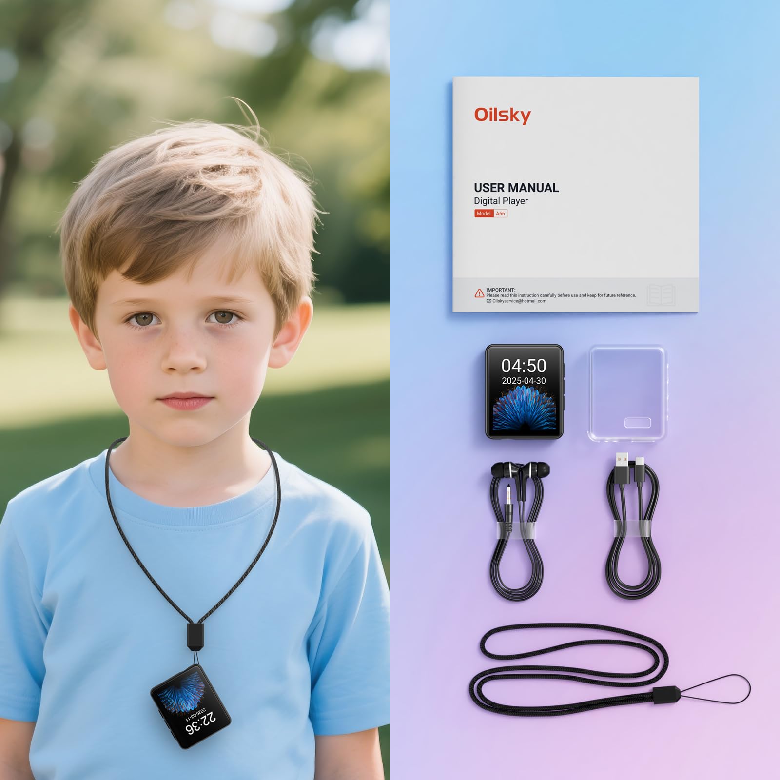 Lecteur MP3 Bluetooth, 128 Go Lecteur de Musique, Haut-Parleur Intégré et Radio FM, Mini écran Tactile de 1,8'' MP3 - Parfait pour Enfants et Les Sports (Noir)