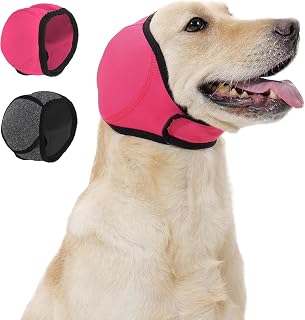 Dog Calming Hoodie Ear Wraps for Dogs, Waterproof Dogs Swim Cap, Pet Ear Cover Muffs for Anxiety Relief Noise Cancelling, Doggy Head Warp Ear Protection for Hematoma Fireworks Bath Swim Blow Drying,L