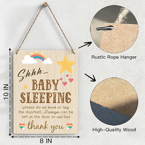 Miniatura 2 de Letrero de madera con texto en inglés Do Not Knock Or Ring Doorbell, para habitación de bebé, habitación de bebé, habitación de bebé, dormitorio,