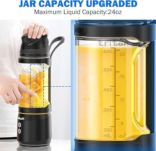 Miniatura 5 de Mulli Licuadora portátil, batidora personal recargable por USB para batidos y batidos, mini licuadora con seis cuchillas para comida de bebé,