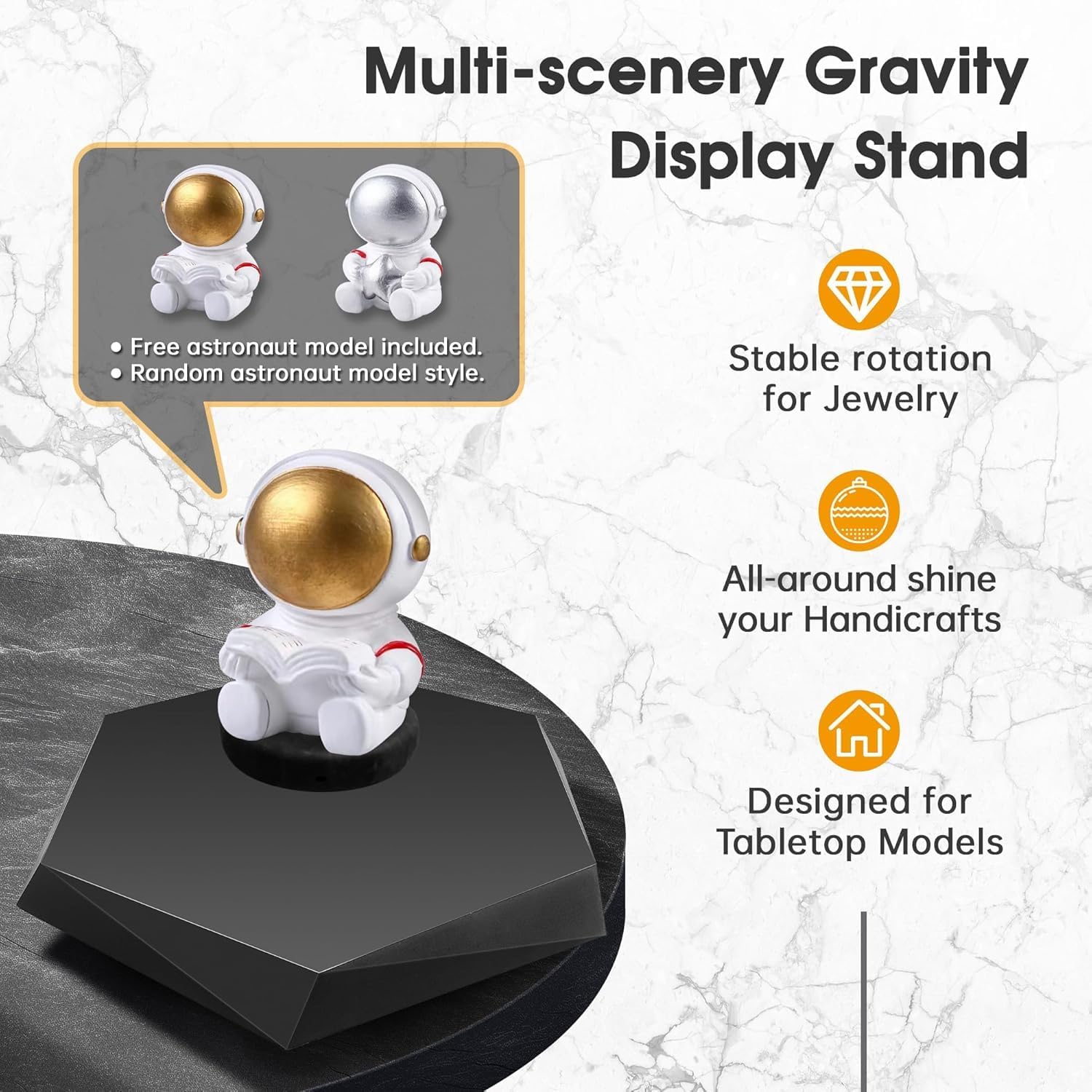 Hexagonal Magnetic Levitating Display Base with Large Floating Platform, Matte Black Anti-Gravity Stand for Figurines, Desk Toys & Collectibles