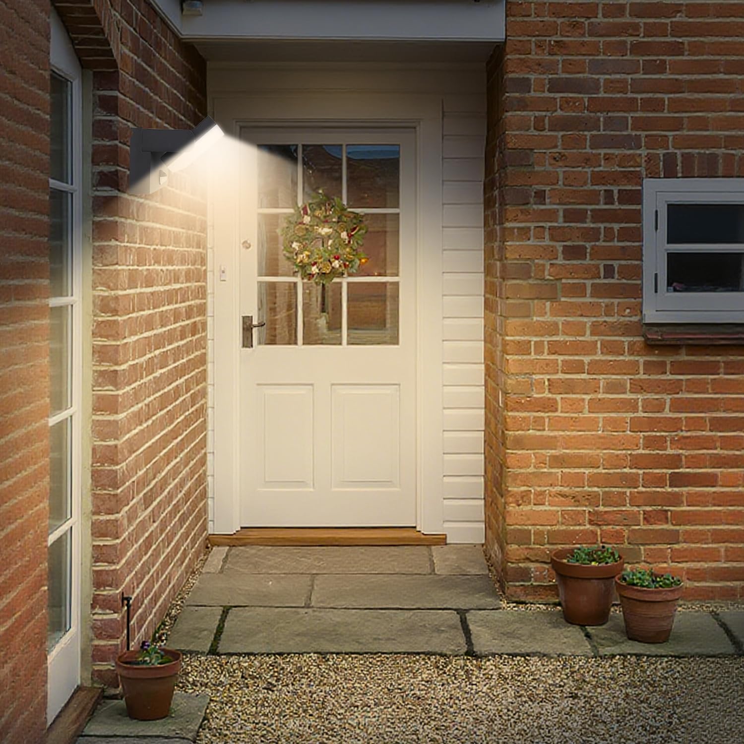 Kingwen Applique Murale LED Exterieure 40 W, Détecteur, 3000 K, IP65 | 3000 lm, détection 120° jusqu’à 5–8 m, panneau orientable à 360°, aluminium noir, classe E, pour entrée et garage