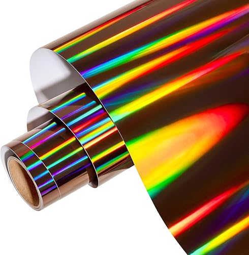 Gatichetta Rollo de vinilo adhesivo holográfico de espectro  Cromo arco iris adhesivo para manualidades, vinilo brillante e impermeable  12 pulgadas