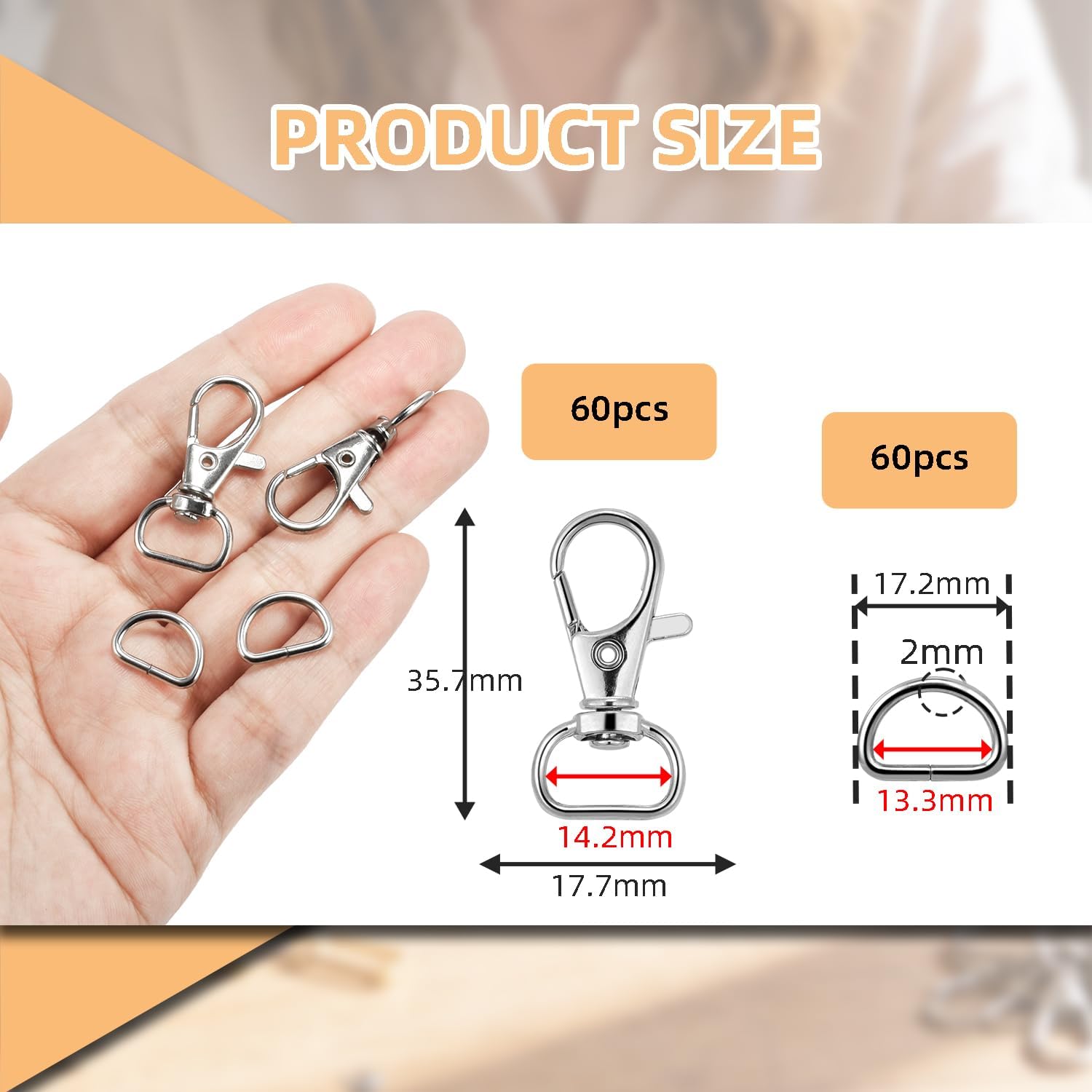 120pcs 1/2" Keychain Clip Hooks with D Ring, Metal Swivel Snap Hooks Swivel Lobster Claw Clasp for Hang Home Keyring Purse Hardware Pet Collar Clip Paracord Keychain Lanyard DIY Craft Sewing Project