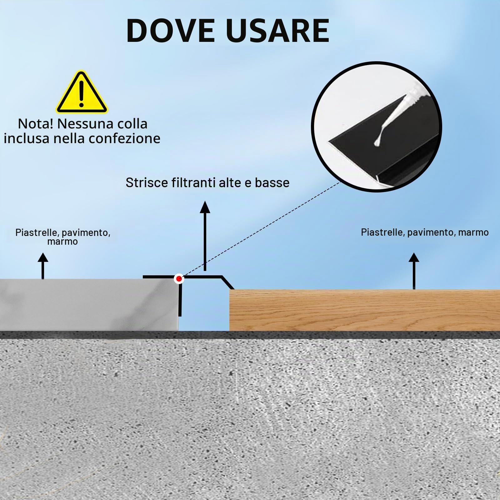 Strisce di transizione per pavimento in alluminio, 0,9 m x 10 cm, autoadesive con bilanciamento dell'altezza 8-40 mm, listello di transizione per laminato, piastrelle, legno, rampa per