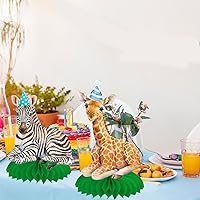 Vista 8 de Centros de mesa para fiesta de animales de safari, diseño de panal de abeja, decoración de fiesta temática de selva, centro de mesa de fiesta