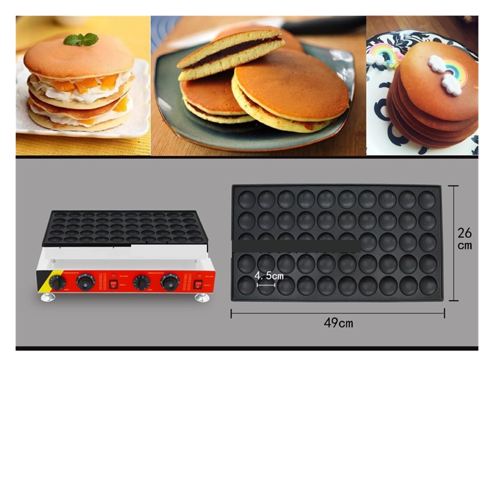 Mini Naleśnikarka Komercyjna, 50-otworowa Maszyna Do Dorayaki, Elektryczna Gofrownica, Holenderski RóWnomierne Ogrzewanie Szybkie Nagrzewanie