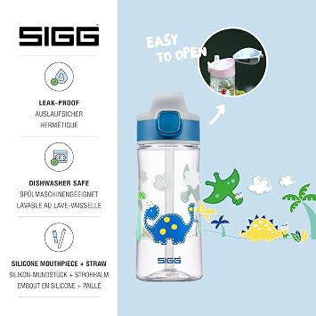 Sigg - Tritan Kids Water Bottle - With Straw - Leakproof - Lightweight - BPA Free - Scratch & Break Resistant - School & Sports - 0.35L / 0.45L