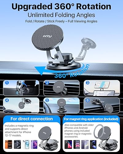 Miniatura 5 de HTU Soporte magnético para teléfono MagSafe (parabrisas+ventilación+tablero), soporte magnético para teléfono celular, accesorios de automóvil,