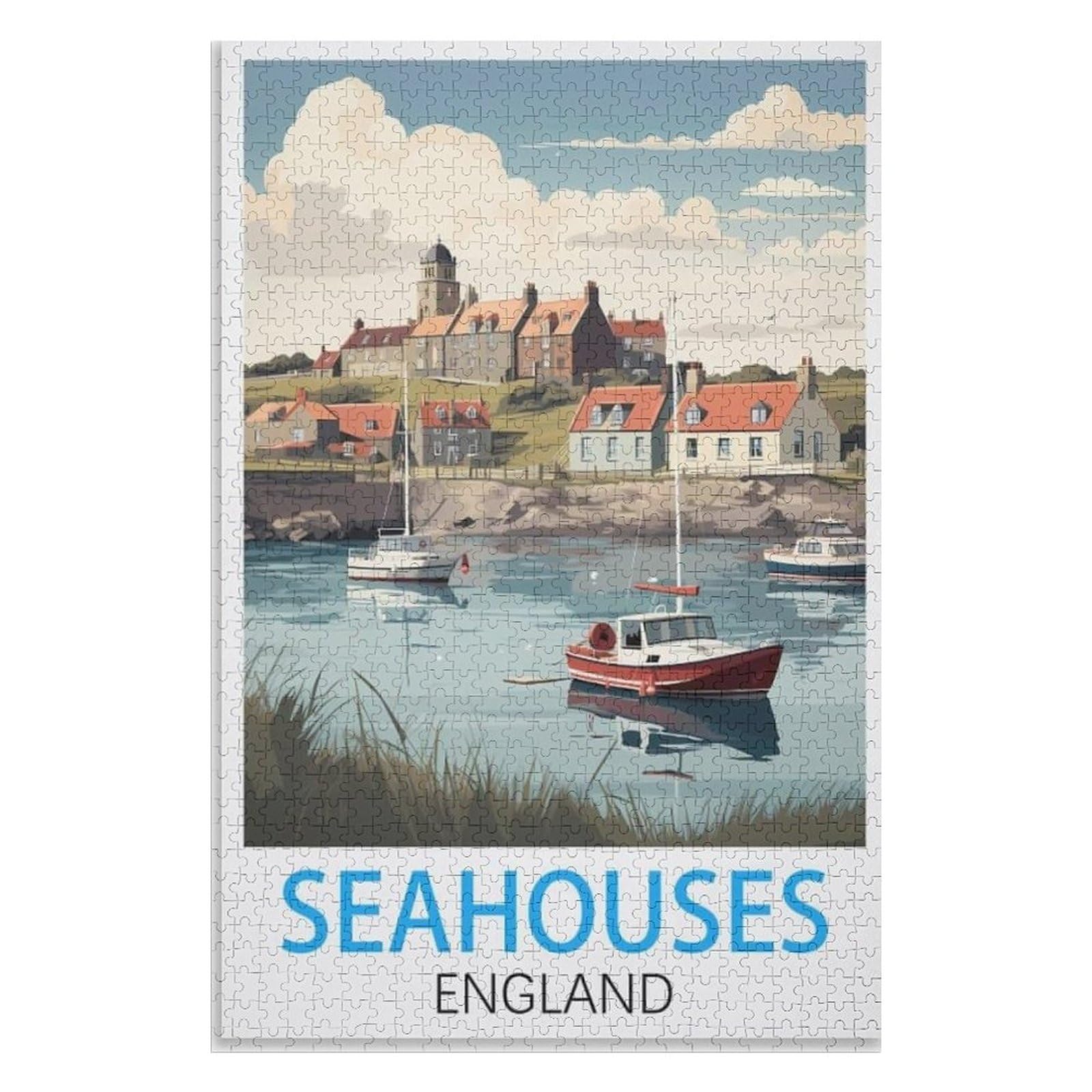 3D Classic Puzzle iq puzzle,Seahouses England,Adults 1000 Piece Jigsaw Puzzle- Christmas,75x50,wooden puzzle ,AA-1299 — image 1