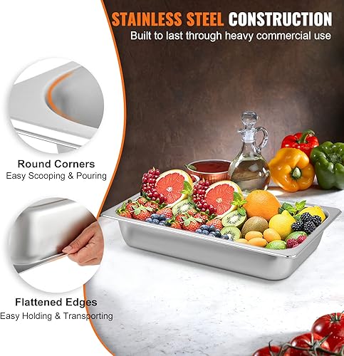 Miniatura 3 de Vevor - Sartenes de hotel de tamaño completo de 4 pulgadas de profundidad, bandeja de vapor para mesa de vapor, paquete de 6, calibre 220.031 in de