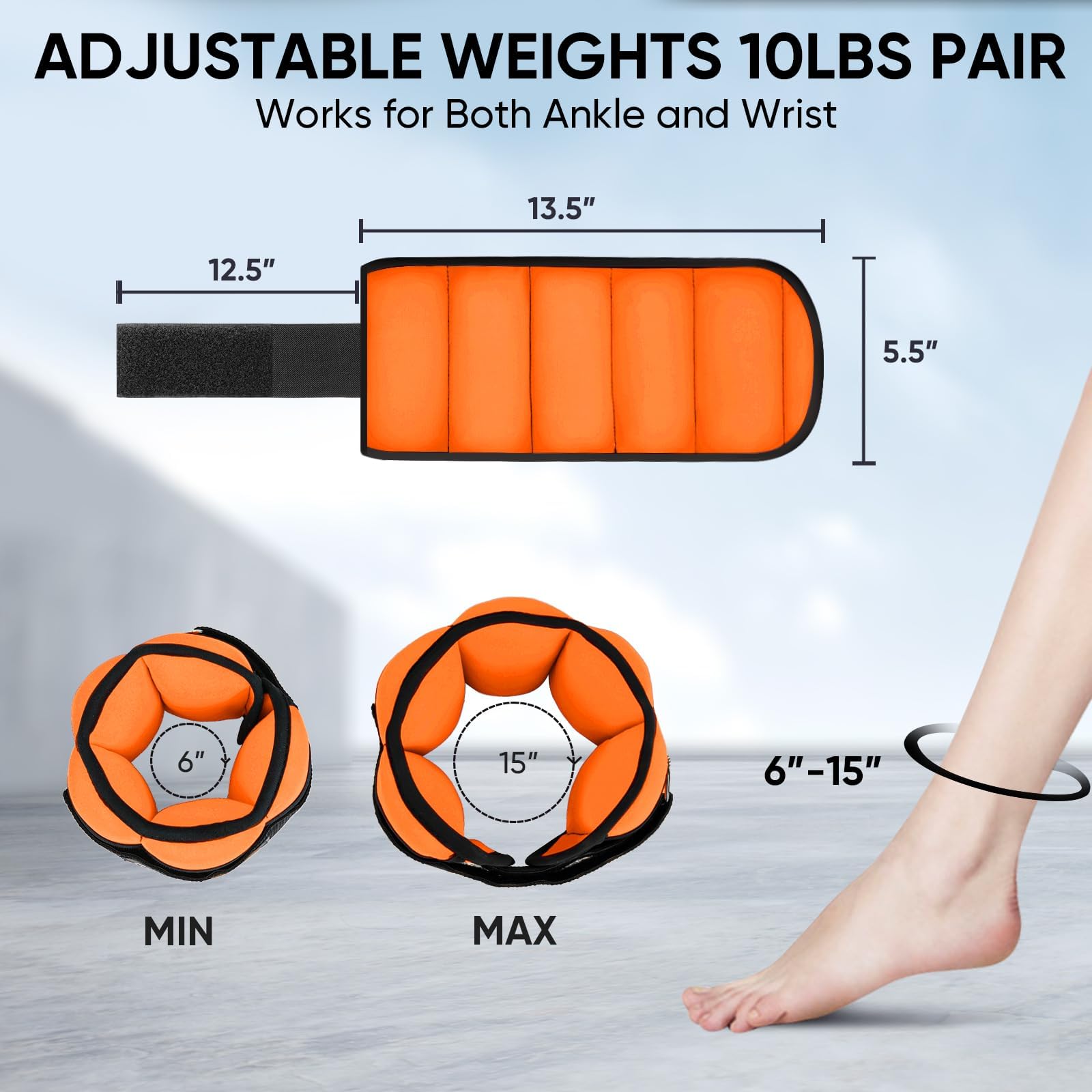 APEXUP Pesas de tobillo ajustables para hombres y mujeres, correas de peso modulares para yoga, caminar, correr, aeróbicos, gimnasio