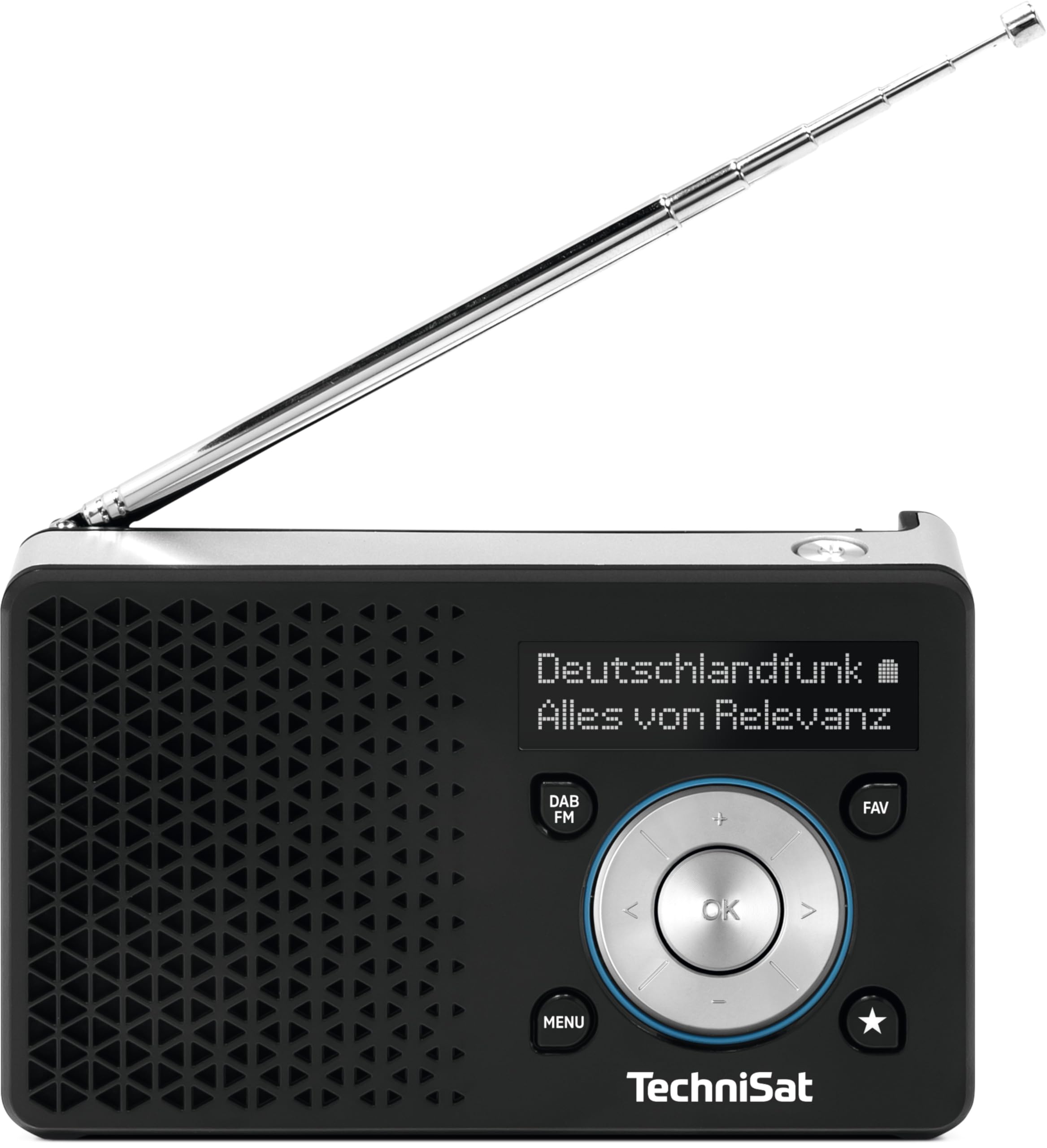 TechniSat DIGITRADIO 1A - Radio portatile DAB+ con allarme automatico di sicurezza (ASA, DAB, FM, jack per cuffie, memoria preferita, display OLED, piccolo, 1 Watt RMS) nero/argento