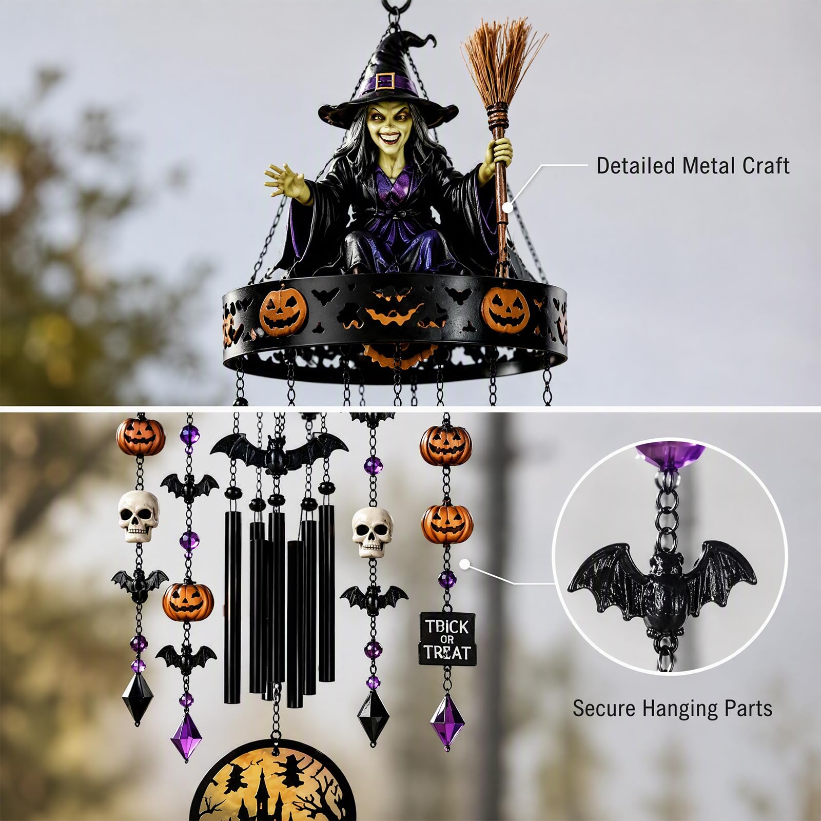 Décoration Fenêtre Et Jardin Halloween Mobile Suspendu Résistant À Rouille