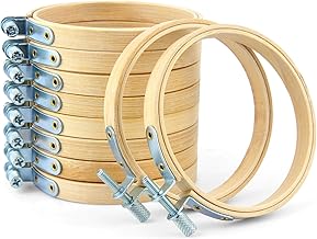 10 Pieces 3 Inch Round Embroidery Hoop Set Cross Stitch Hoops Adjustable Mini Bamboo Circle Rings for DIY Craft Sewing, Embroidery, Home Cross Stitch Art Decoration, Handcraft, Sewing