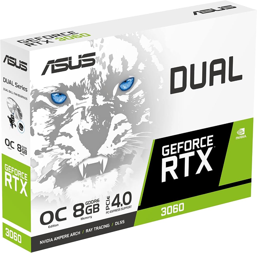 Asus Dual GeForce RTX™ 3060 White OC Edition 8GB GDDR6 (PCIe 4.0, 8GB GDDR6, HDMI 2.1, DisplayPort 1.4a) (Renewed)