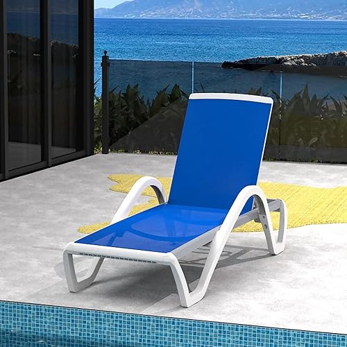 Miniatura 7 de Domi - Silla de salón para exteriores, tumbona de aluminio para patio con respaldo y ruedas ajustables de 5 posiciones, silla reclinable para todo