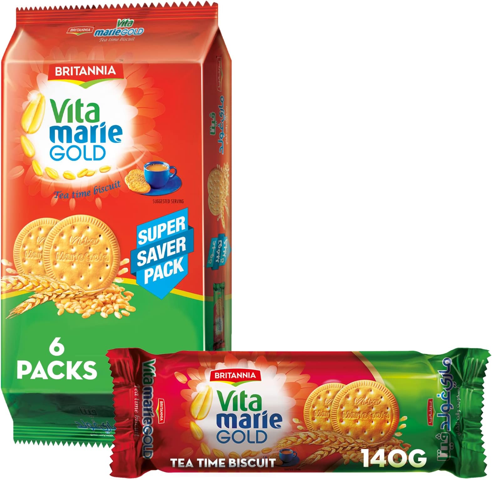 Britannia Vita Marie Biscuits 140G, Pack of 6 1.0 count, 1
