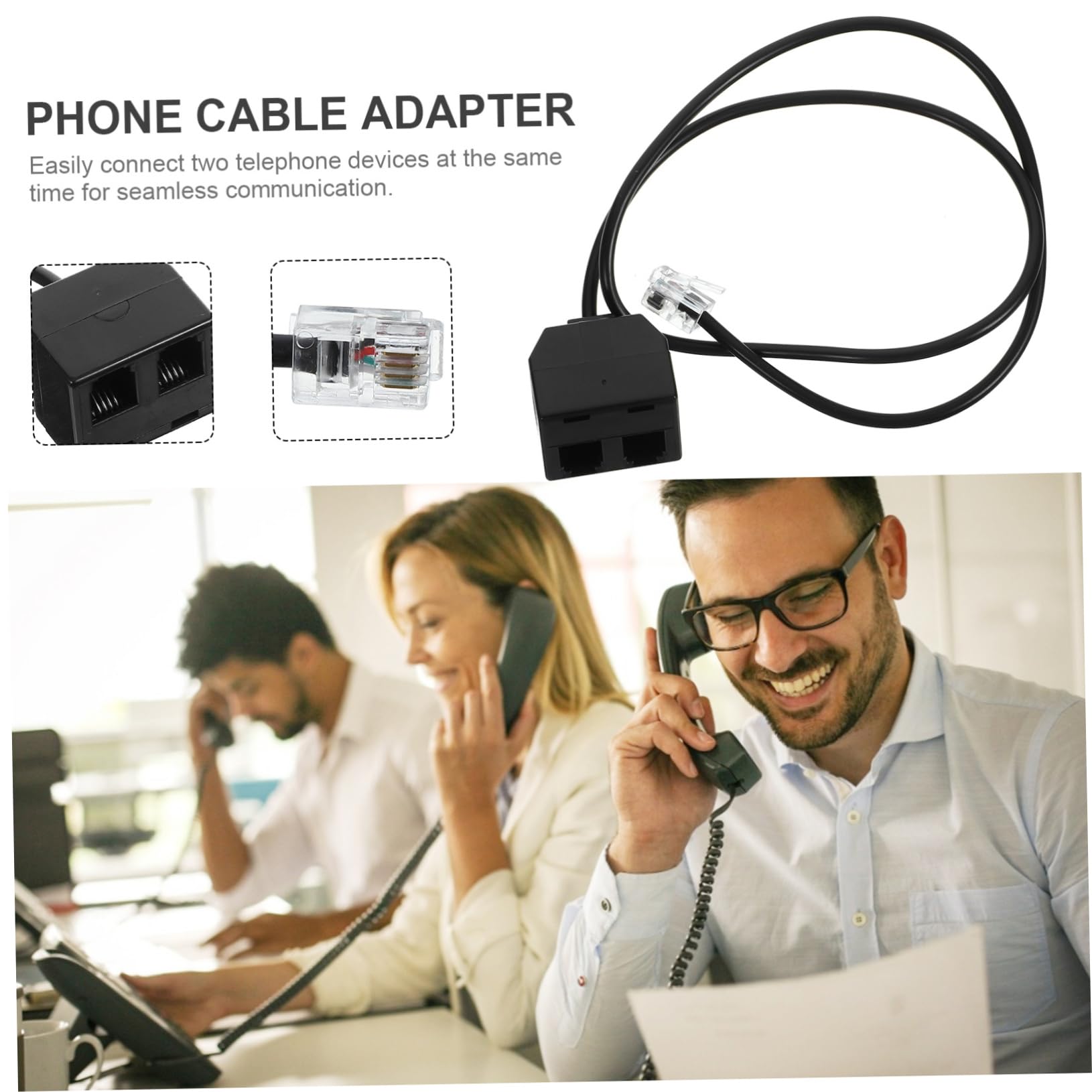 OSALADI Telephone Splitter Adapter Pc Detachable Phone Cable for Landline Training Machines Design for Multiple Telephone Connections for Home Office Use