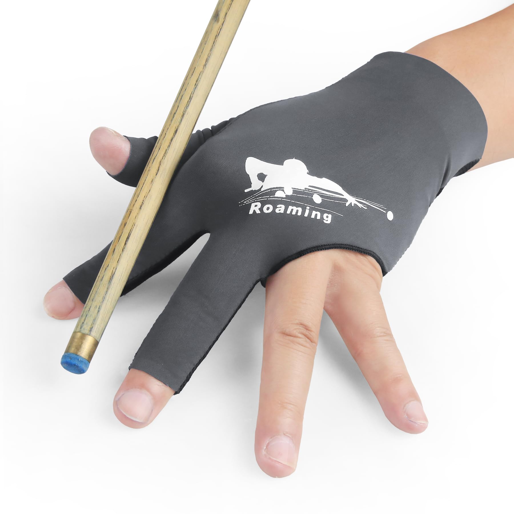 Roaming Breathable Billiard Gloves for Men Left Hand Elastic Pool Gloves for Shooters Snooker Carom Cue Sport (Gray-Left Hand