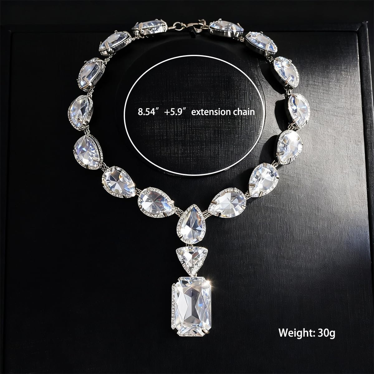 Chunky Rhinestone Necklace for Women Sparkly Silver Choker Necklace for Women Large Crystal Pendant Necklaces Statement Rhinestone Jewelry - Image 7