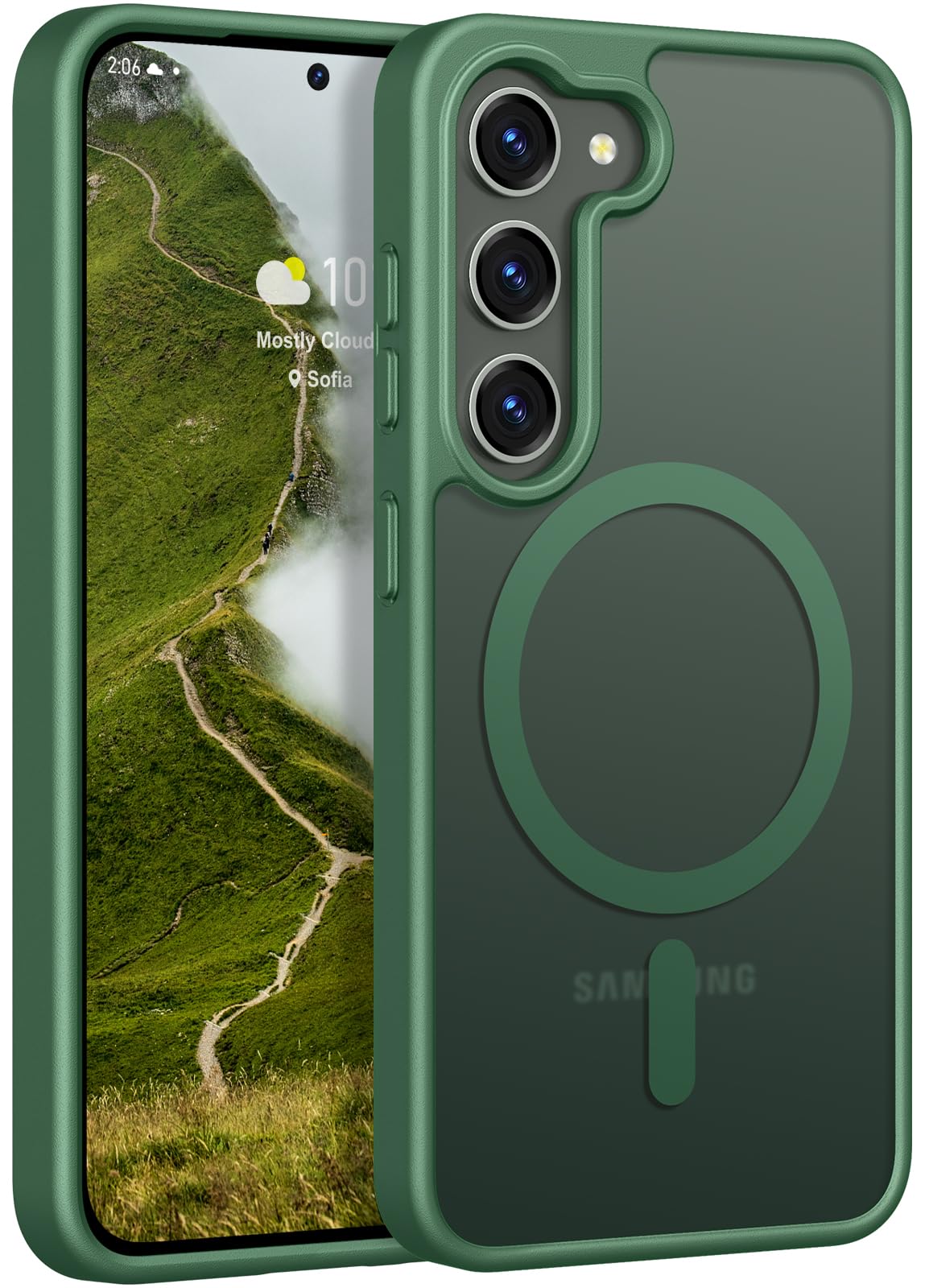 Rayboen for Samsung Galaxy S23 Case Magnetic, [Compatible with Magsafe] Protective Skin Feel Matte Phone Cover for Samsung S23 with Semi-Clear Hard